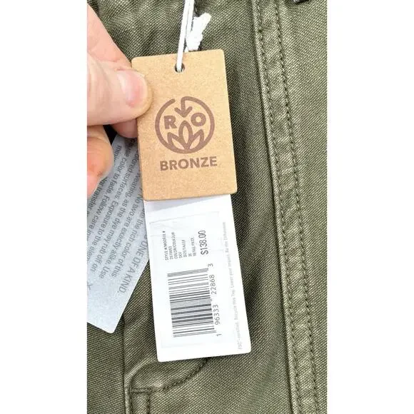 NWT Outerknown Sz 28 Olive Green Utility Military Organic Ctn Wide Leg Pockets - Picture 2 of 12